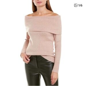Theory Off-Shoulder Blush Sweater